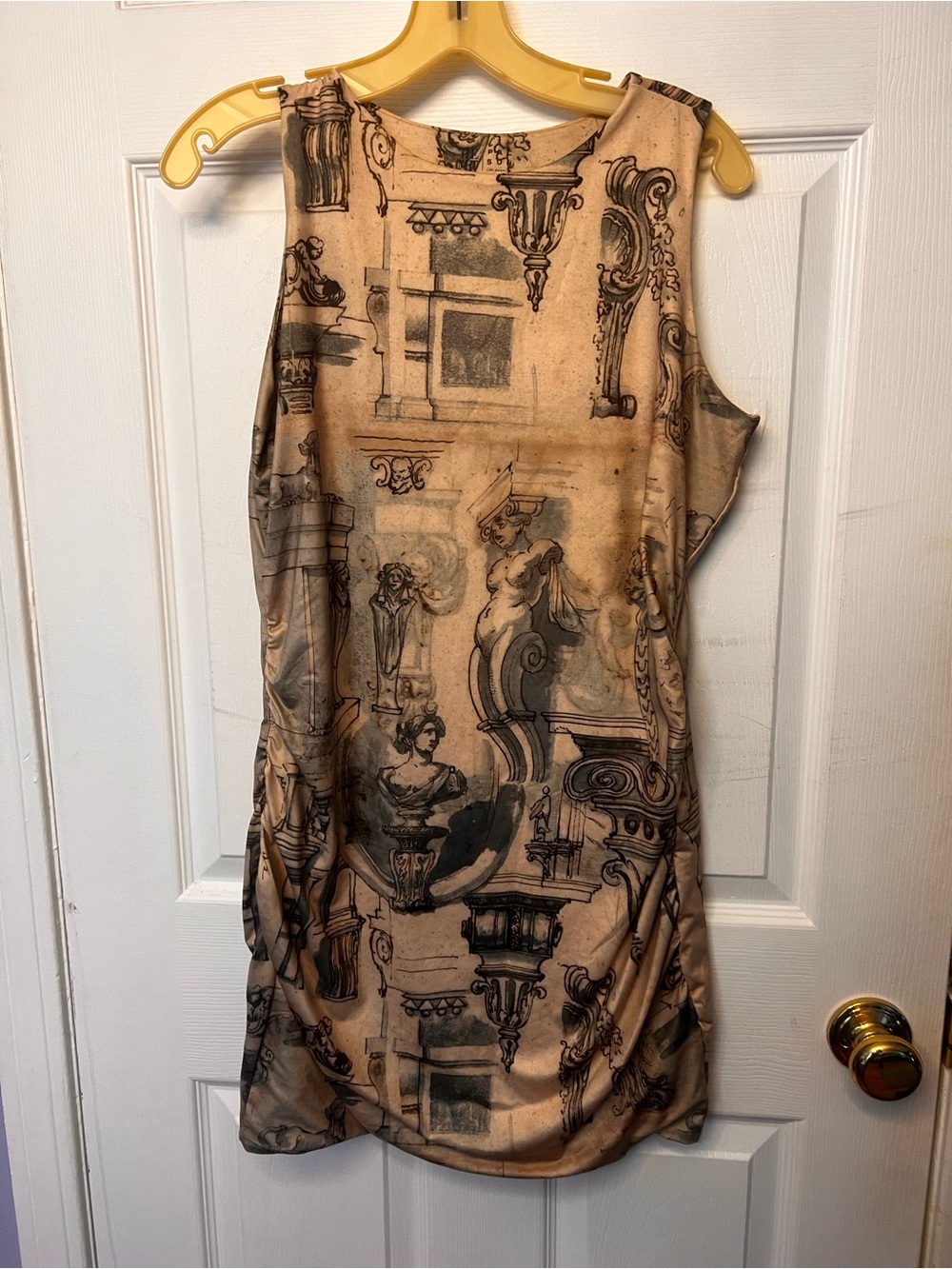 PacSun Beige and Black Printed Sleeveless Tunic Dress